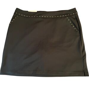 Greg Norman Collection size 12 black stretch skort gold stud detail